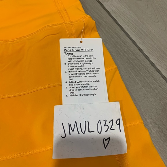Lululemon Pace Rival Skirt Tall * Clementine - Picture 8 of 10